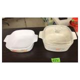 2 CORNING WARE CASSEROLE DISHES & 1 LID