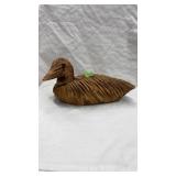 WOOD CARVED DUCK, SIGNED DWO