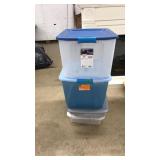 4 STORAGE TOTES WITH LIDS: MEDIUM AND SMALL