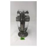PEWTER & GLASS CROSS URN CHALLICE