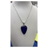 LAPIS PENDANT MARKED .925 & .925 CHAIN