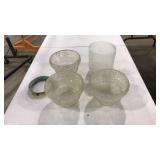 4 ANTIQUE LAMP SHADES, GLASS