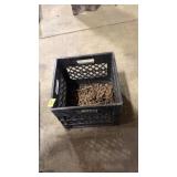 MILK CRATE W/ LOG CHAIN & HITCH BALLS
