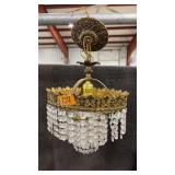 ANTIQUE BRASS & CRYSTAL CHANDILIER