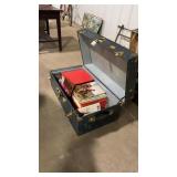 ANTIQUE FOOT LOCKER W/ ASST EPHEMERA