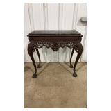 MARBLE TOPPED HEAVY CARVED ROCOCO CONSOLE TABLE