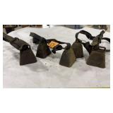 5 LEATHER MOUNTED GOAT BELLS