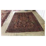VINTAGE HAND KNOTTED RED WOOL AREA RUG