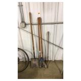 FLAT SHOVEL, POST HOLE DIGGER, BUSH AXE