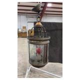 ETCHED GLASS & BRASS PARLOR LAMP