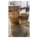 4 WOOD PAILS W/ HANDLES