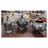 3 PC SILVER PLATE HEAVY CARVED SERVINGWARE