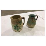 PAIR OF MAGALLIC GLAZED MILK PITCHERS