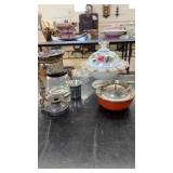 PRIMITIVES, PAINTED LIDDED CANDY DISH, ETC