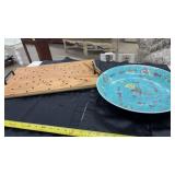 13' CHINESE PLATTER & WOOD TRAY