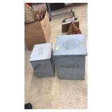 2 GLAVANIZED IDEAL FARMS DAIRY PORCH MILK BOX