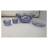 PURPLE FLORAL CENTERPIECE BOWL W/ 2 CANDLESTICKS