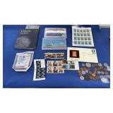 TRAY OF ASST STAMPS & FORIEGN CURRENCY