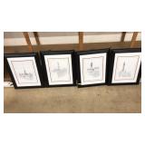 4 PC SIGNED FRAMED LANDSCAPE STETCH AVERY FILMORE