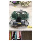 2 ANIMAL TOP LIDDED BUTTER DISHES