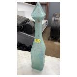BLUE SPECKLED GLASS DECANTER 19'