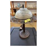 VINTAGE FROSTED GLASS & METAL TABLE LAMP