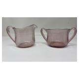 FOSTORIA FIARFAX PINK DEPRE. CREAM & SUGAR