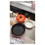 LE CREUSET 3 PC CAST IRON PAN SET