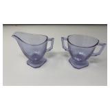 FOSTORIA MAYFAIR PINK DEP. GLASS CREAM & SUGAR