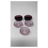3 PURPLE & 2 DEEP AMETHYST SALT CELLARS