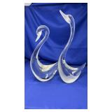 PAIR OF VINTAGE HAND BLOWN GLASS SWAN FIGURALS