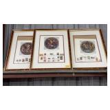 3 PC FRAMED STAMP POSTERS CHRISTMAS
