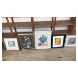 5 ASST FRAMED FLORAL ART