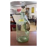 GREEN GLASS JUG CONVERTED TO A LAMP