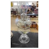 HAND PAINTED GLASS OIL LAMP