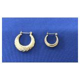 2 NON-MATCHING 14K YG HOOPS