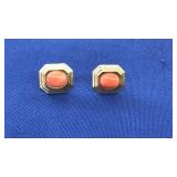 14K YG & SEMI PRECIOUS STONE STUD EARRINGS