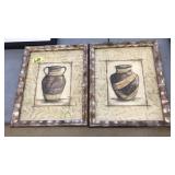 2 PC FRAMED STILL LIFE POTTERY ART