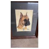 SIGNED FRAMED 'WRIGHT' BOXER DOG PORTRAIT
