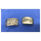 2 STERLING BELT BUCKLES 1 MONOGRAMMED 'P'