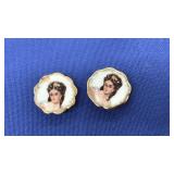 2 MINIATURE LIMOGE PLATES W/ LADIES PORTRAIT