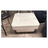 MODERN ROLLING COFFEE TABLE W/ GLASS TOP