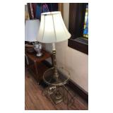 SOLID BRASS FLOOR LAMP W GLASS TRAY