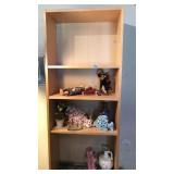 WOOD BOOK SHELF WITH CONTENTS