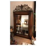 DECORTIVE IRON & WOOD FRAMED WALL MIRROR