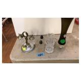 SALT & PEPPER SHAKERS & ASST GLASSWARE