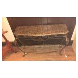 MARBLE TOP METAL BASE CONSOLE TABLE