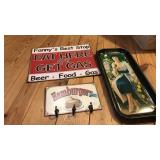 FANNYS REST STOP SIGN, KEY HOOK, COKE TIN TRAY