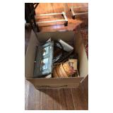 BOX LOT OF ASST DECOR, LONGABERGER, ETC