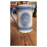 ANTIQUE BLUE & WHITE SALT GLAZED MILK PITCHER